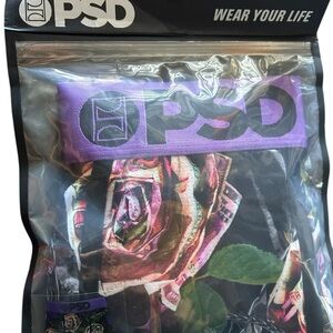PSD Underwear Mens Rose & Chains Purple Boxer Briefs Size Small 7 Inch Inseam